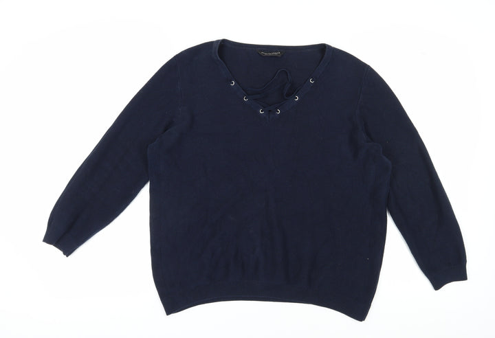 Dorothy Perkins Women's Blue Pullover V-Neck Jumper Size 18