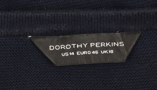Dorothy Perkins Women's Blue Pullover V-Neck Jumper Size 18