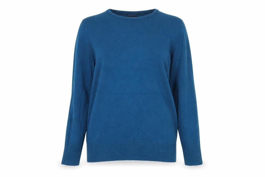 Front view of BlancoTricot Women's Blue jumper, size 8
