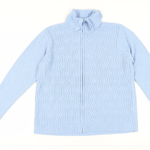Berkertrex Women's Blue Roll Neck Full Zip Jumper
