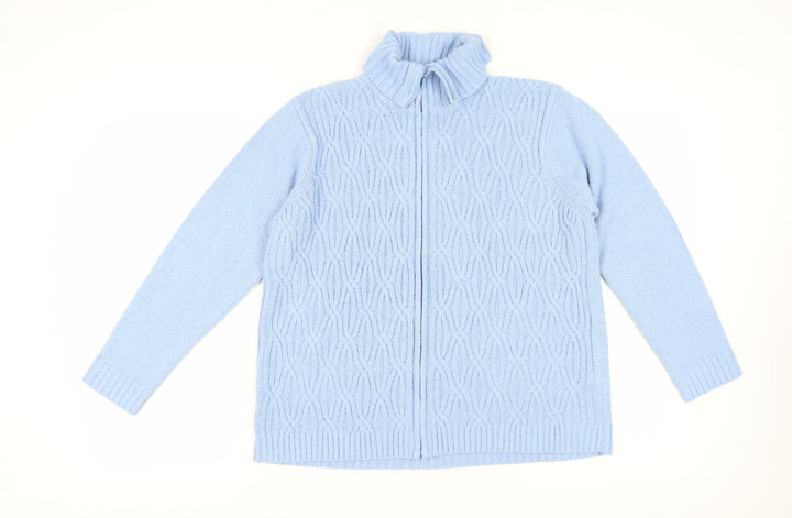 Berkertrex Women's Blue Roll Neck Full Zip Jumper