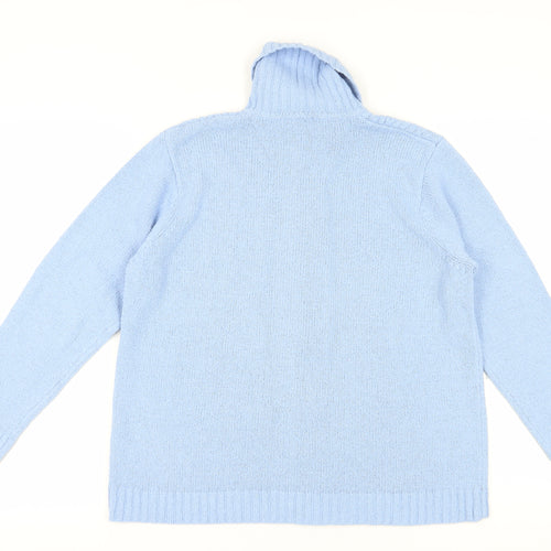 Berkertrex Women's Blue Roll Neck Full Zip Jumper