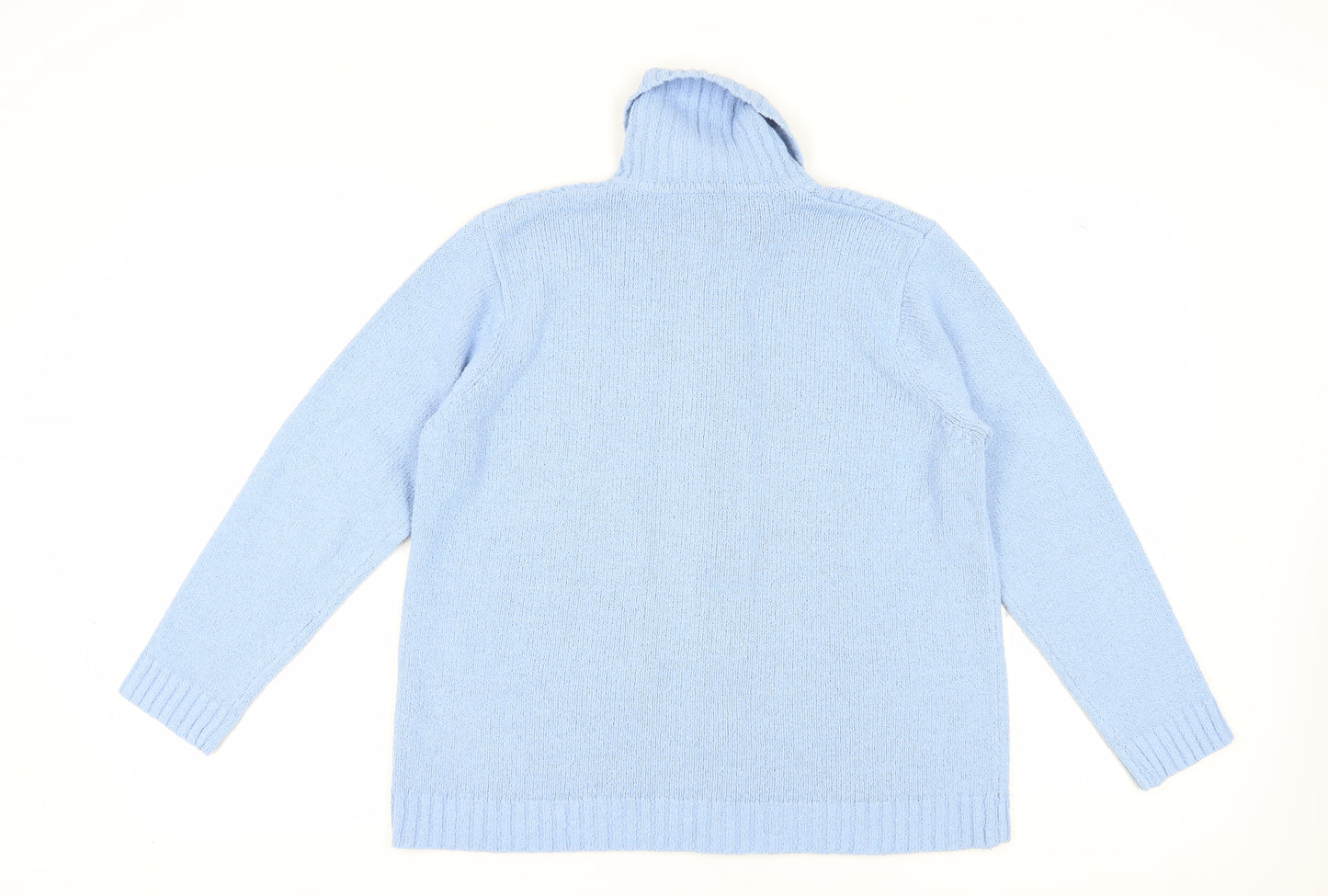 Berkertrex Women's Blue Roll Neck Full Zip Jumper