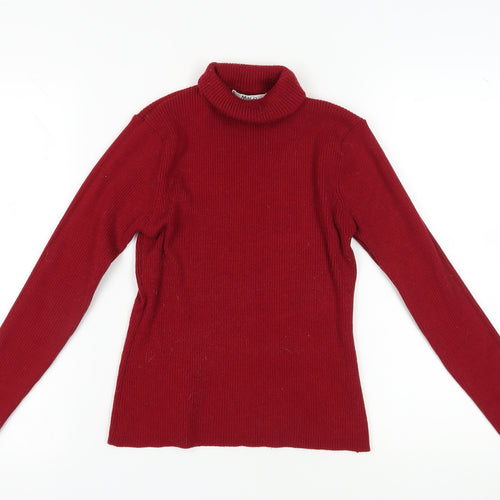 M&Co Women's Red Roll Neck Jumper Size M
