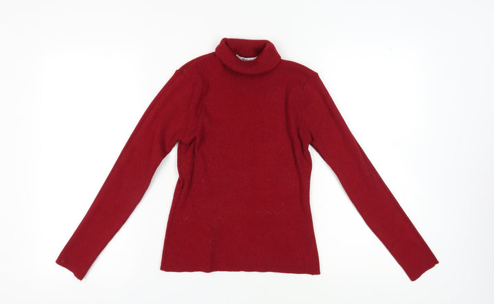 M&Co Women's Red Roll Neck Jumper Size M