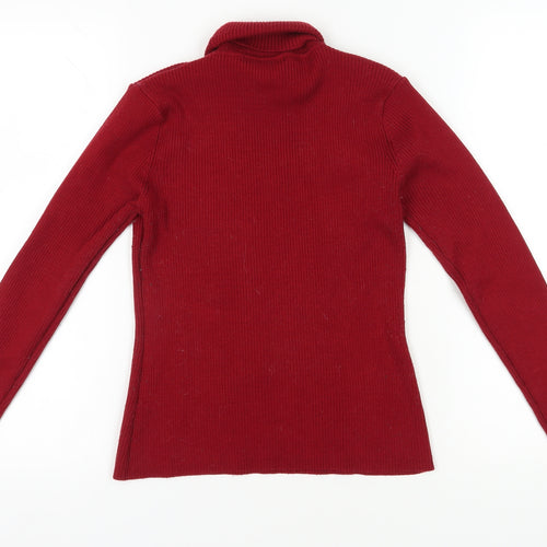 M&Co Women's Red Roll Neck Jumper Size M