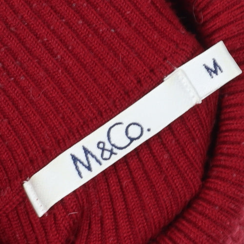 M&Co Women's Red Roll Neck Jumper Size M