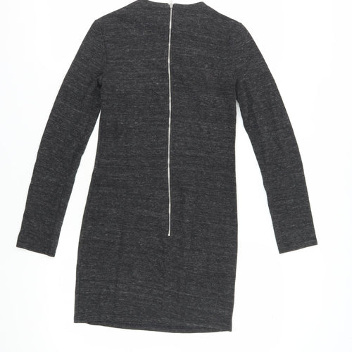 Topshop Women's Grey Bodycon Dress Size 6 Long Sleeve