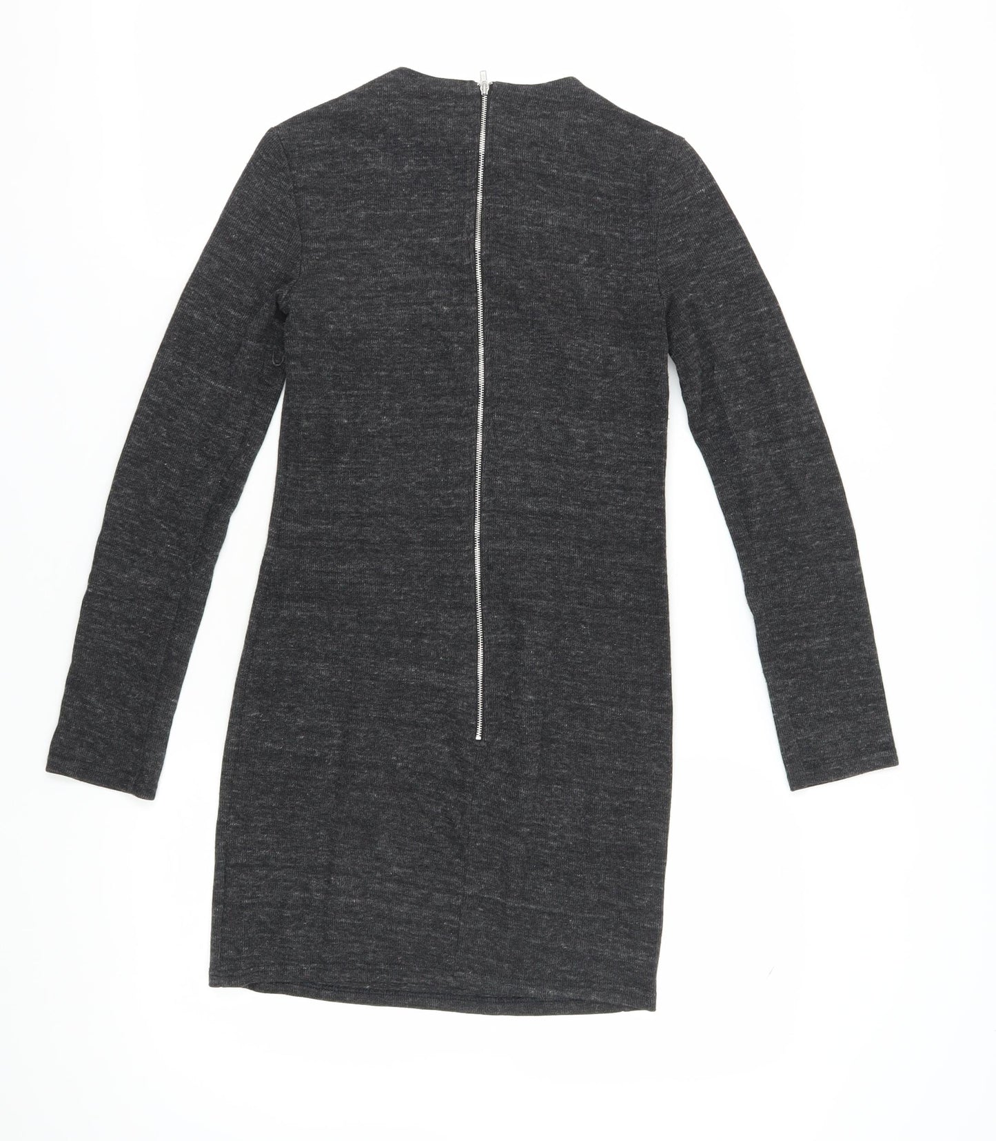 Topshop Women's Grey Bodycon Dress Size 6 Long Sleeve