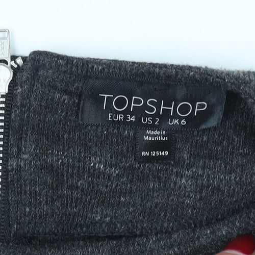 Topshop Women's Grey Bodycon Dress Size 6 Long Sleeve