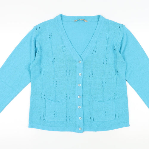 Akal Collection Women's Blue V-Neck Cardigan M