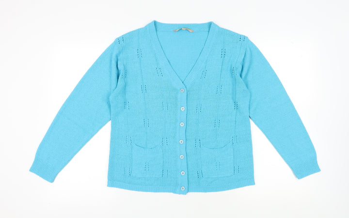Akal Collection Women's Blue V-Neck Cardigan M