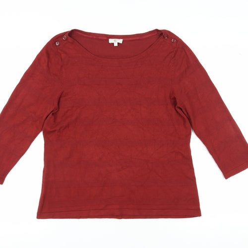 CC Women's Red Boat Neck Pullover Jumper, Size L