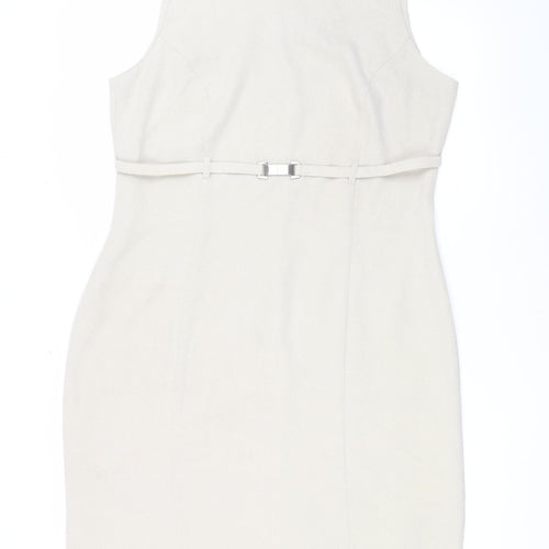 Kaliko Women's Beige Sheath Dress Size 16, Belted Style