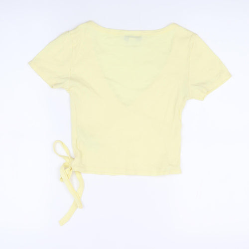 Topshop Women's Yellow Wrap Crop Top, Size 6, V-Neck