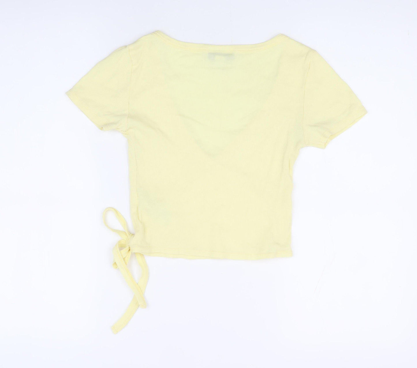 Topshop Women's Yellow Wrap Crop Top, Size 6, V-Neck