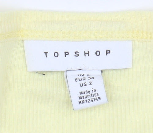 Topshop Women's Yellow Wrap Crop Top, Size 6, V-Neck