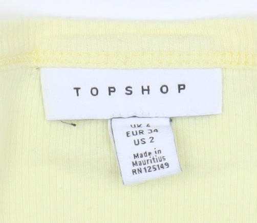 Topshop Women's Yellow Wrap Crop Top, Size 6, V-Neck
