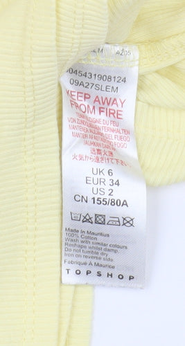 Topshop Women's Yellow Wrap Crop Top, Size 6, V-Neck