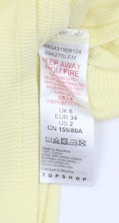 Topshop Women's Yellow Wrap Crop Top, Size 6, V-Neck