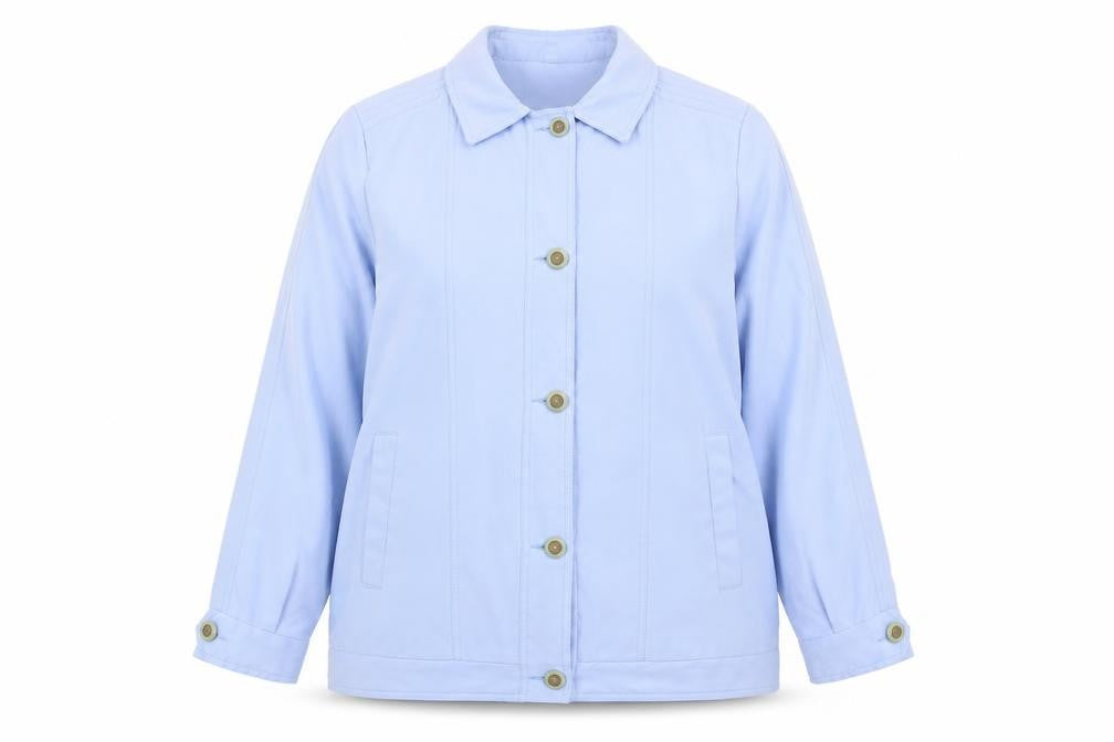 Front view of Klassik Women's Blue Cotton Jacket, size 14, - Casual Classic