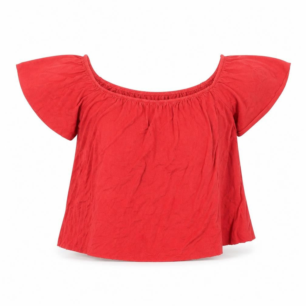 Front view of Light Before Dark Women's Red XS Cropped Jersey Top