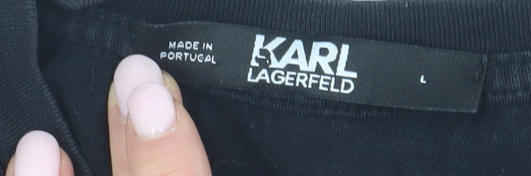 Karl Lagerfeld Men's Black Cotton T-Shirt