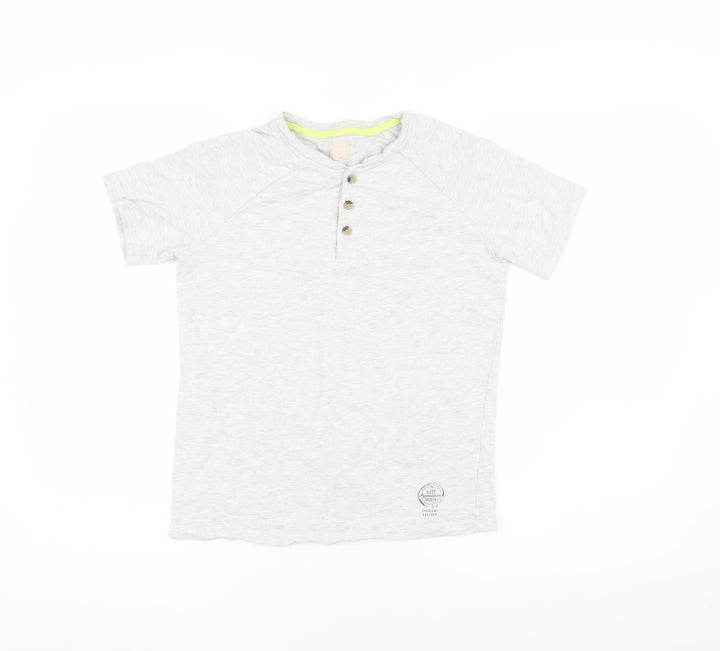 John Lewis Boys Grey Henley Cotton T-Shirt Size 12