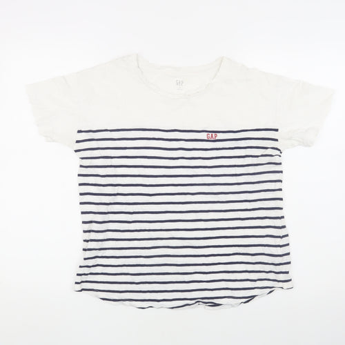 GAP Women's White Striped T-Shirt, Size S