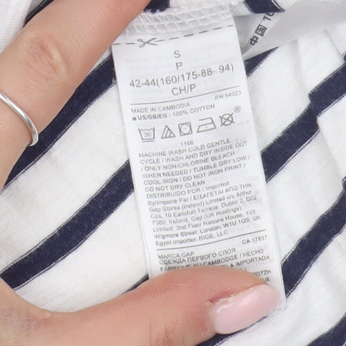 GAP Women's White Striped T-Shirt, Size S