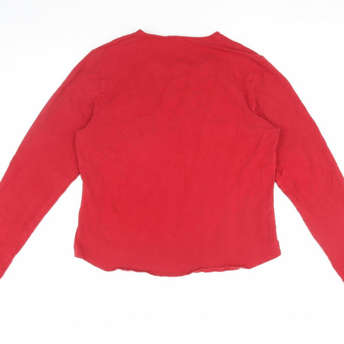 GAP Unisex Red Long Sleeve Slim Fit T-Shirt
