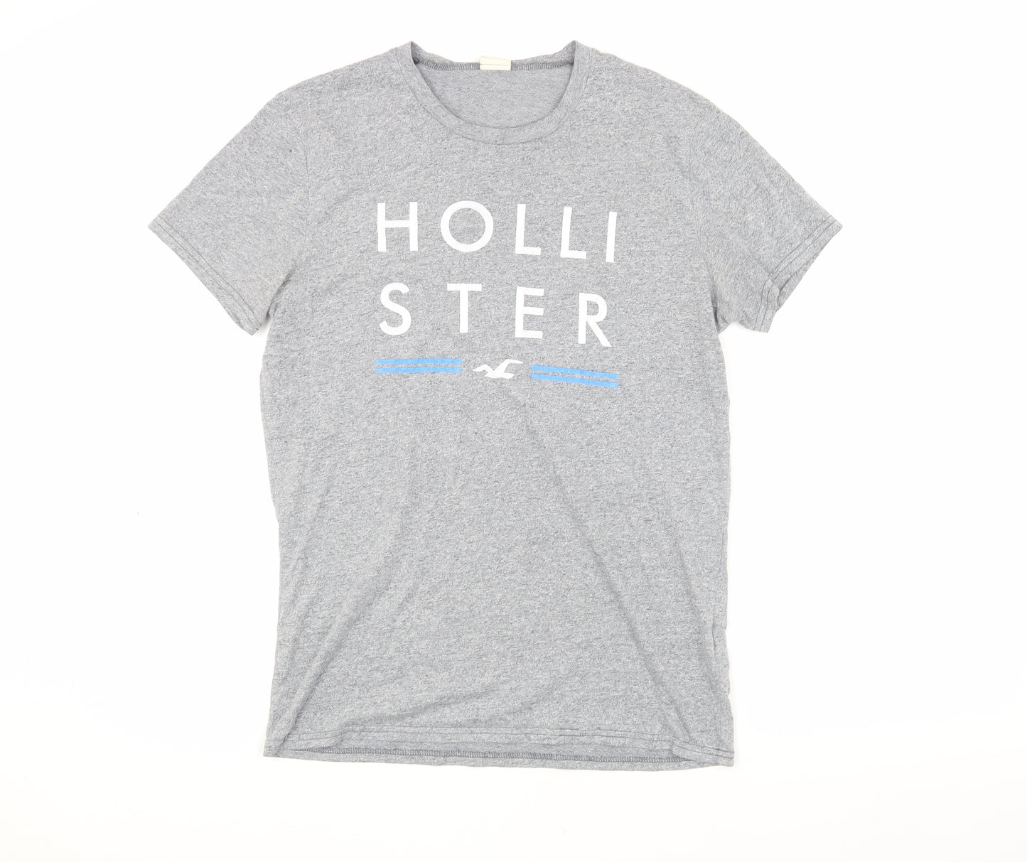 Hollister Men's Grey Logo Crew Neck T-Shirt S