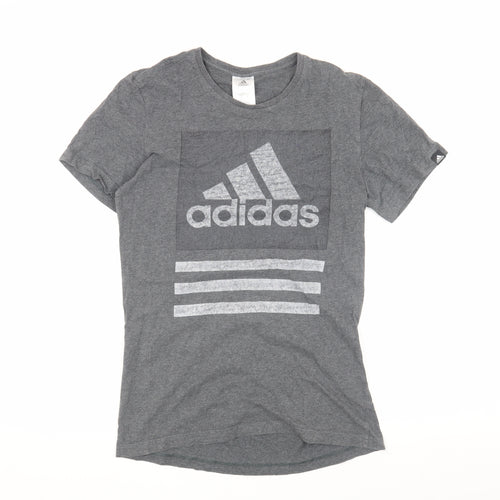 Adidas Men's Grey T-Shirt, Small, Graphic Logo, Cotton
