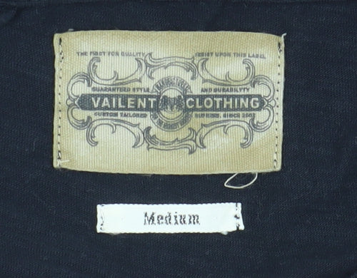 Vailent Men's Medium Black Cotton Crew Neck T-Shirt
