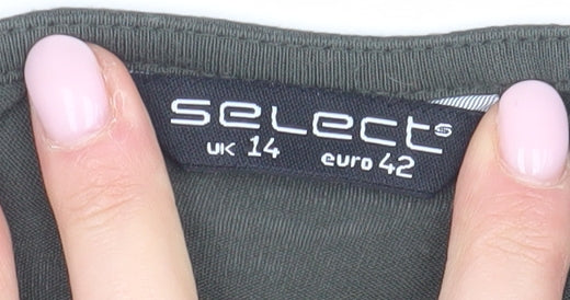 Select Women Green 3/4 Sleeve T-Shirt UK 14