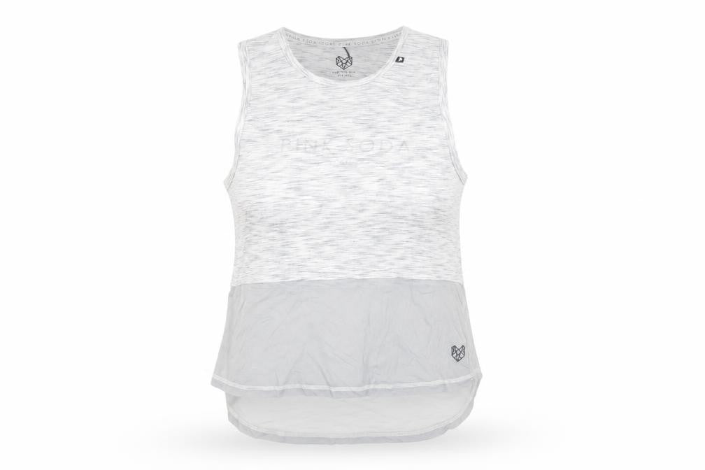 Front view of Pink Soda Women's White Tank Top, size 14