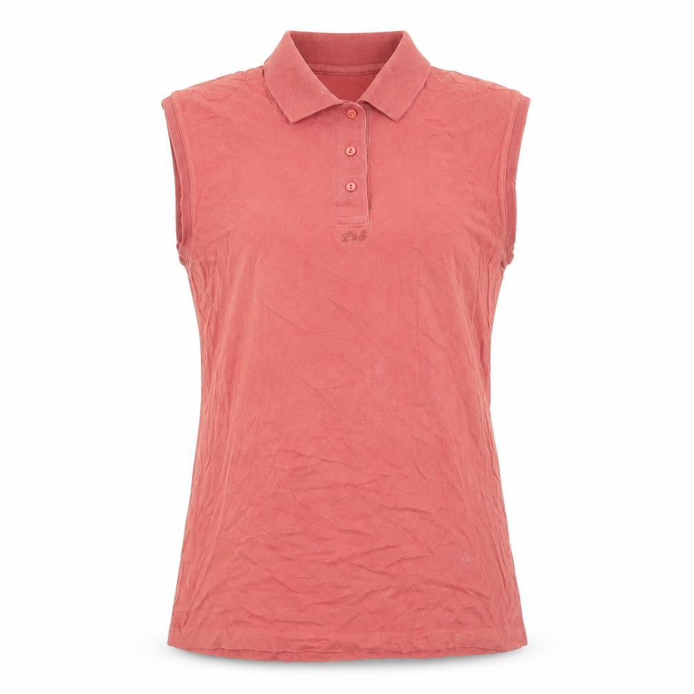 Front view of Lyle & Scott Women's Red Sleeveless Polo Top -, size L
