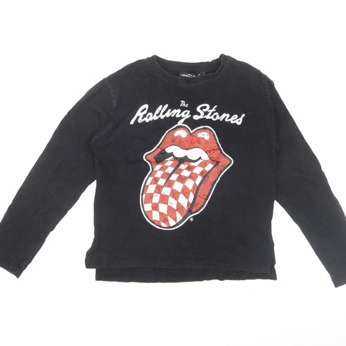Zara Girls Black Rolling Stones Graphic T-Shirt, 10 Years