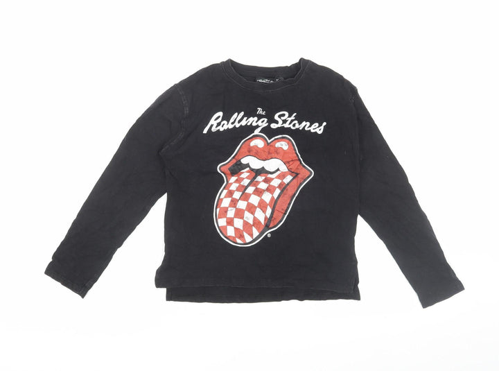 Zara Girls Black Rolling Stones Graphic T-Shirt, 10 Years