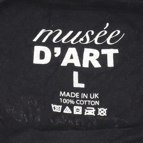 musée D'ART Men's Black L Graphic T-Shirt, 100% Cotton