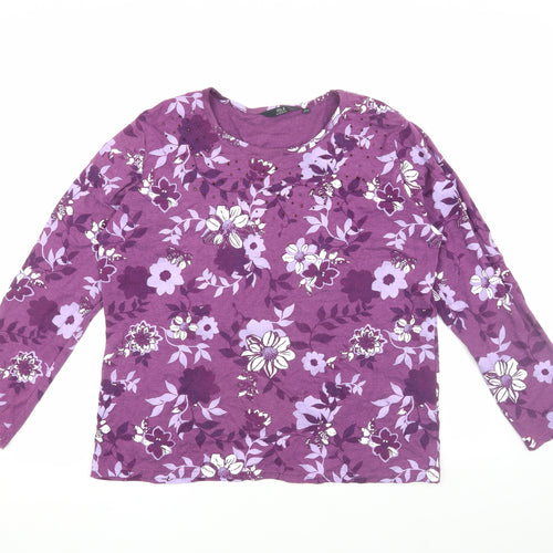 Isle Essentials Women's Purple Floral Long Sleeve T-Shirt