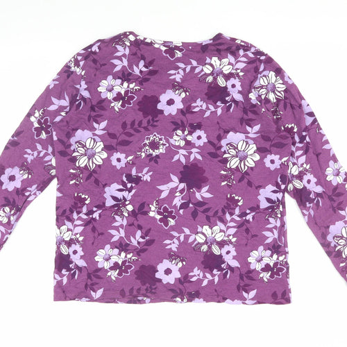 Isle Essentials Women's Purple Floral Long Sleeve T-Shirt