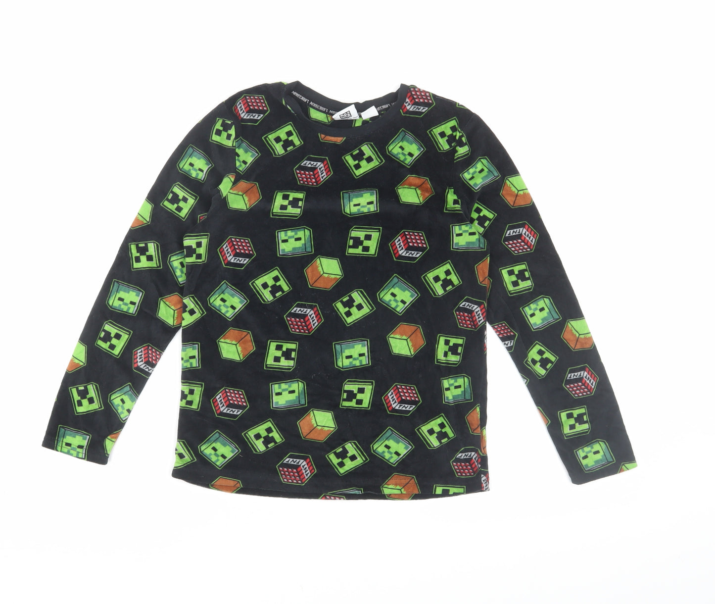 Minecraft Boys Black Pyjama Top 9-10 Years Graphic Print