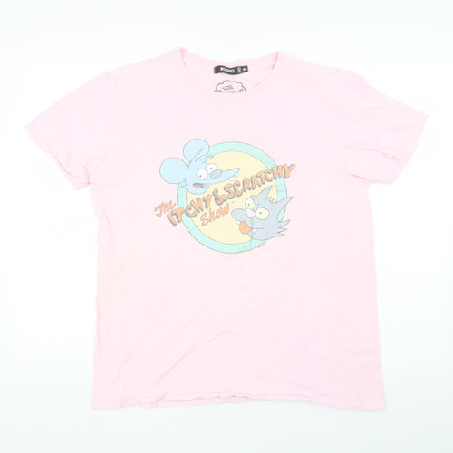 Missguided Women's Pink Cartoon T-Shirt M