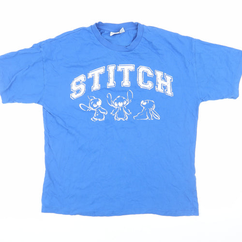 Disney Blue Unisex T-Shirt XS Cartoon Crew Neck