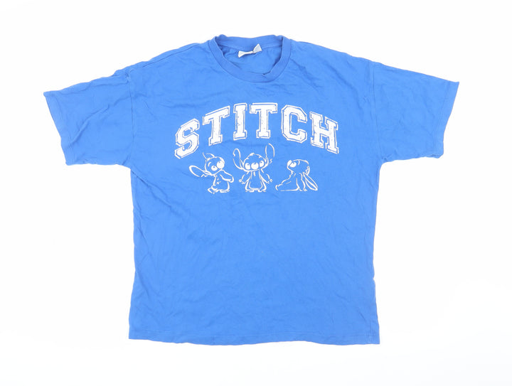 Disney Blue Unisex T-Shirt XS Cartoon Crew Neck