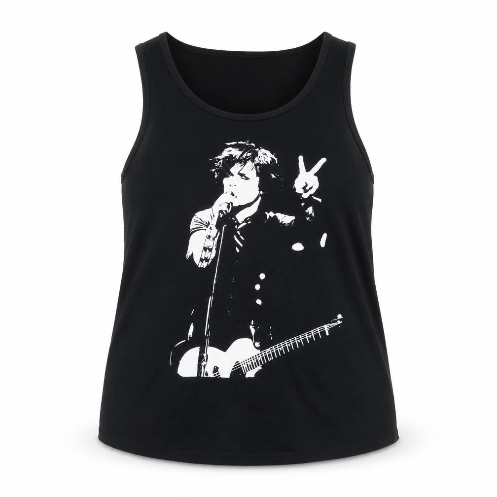 Front view of Death Kitty Black Tank Top Women's Adults, size 16