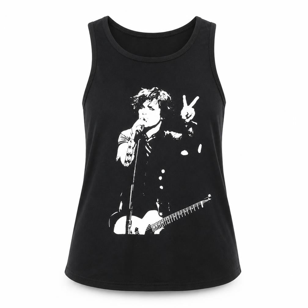 Front view of Death Kitty Black Sleeveless Top, size 16