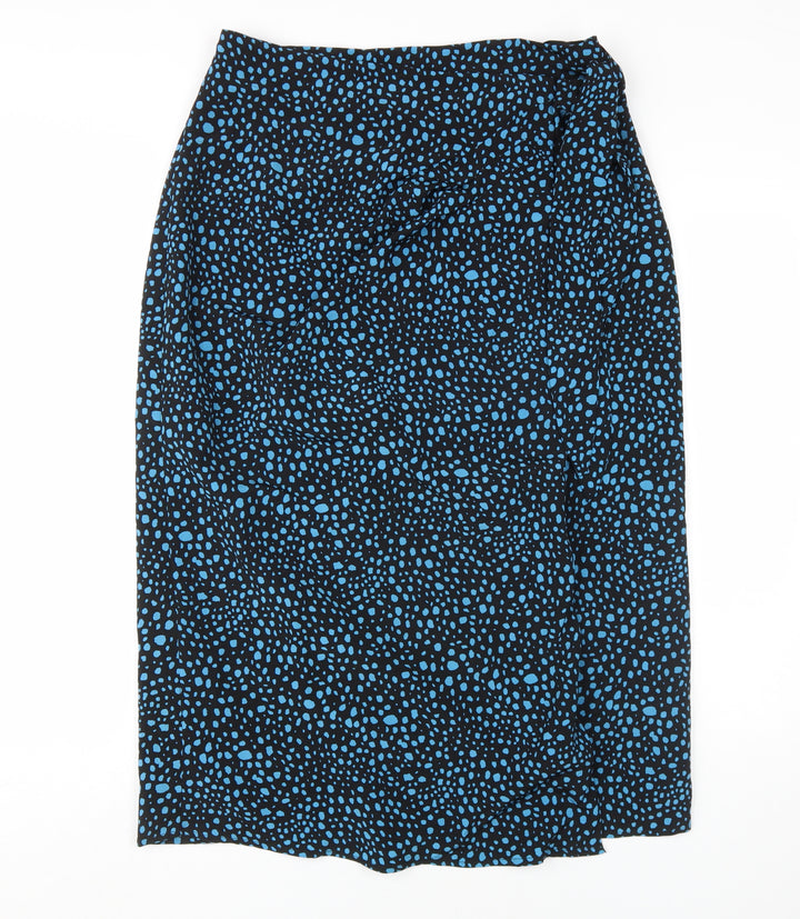 Fashion Union Women's Petite Black Blue Geometric Pencil Skirt