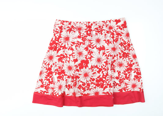 New Look Women's Red Floral A-Line Skirt Size 18